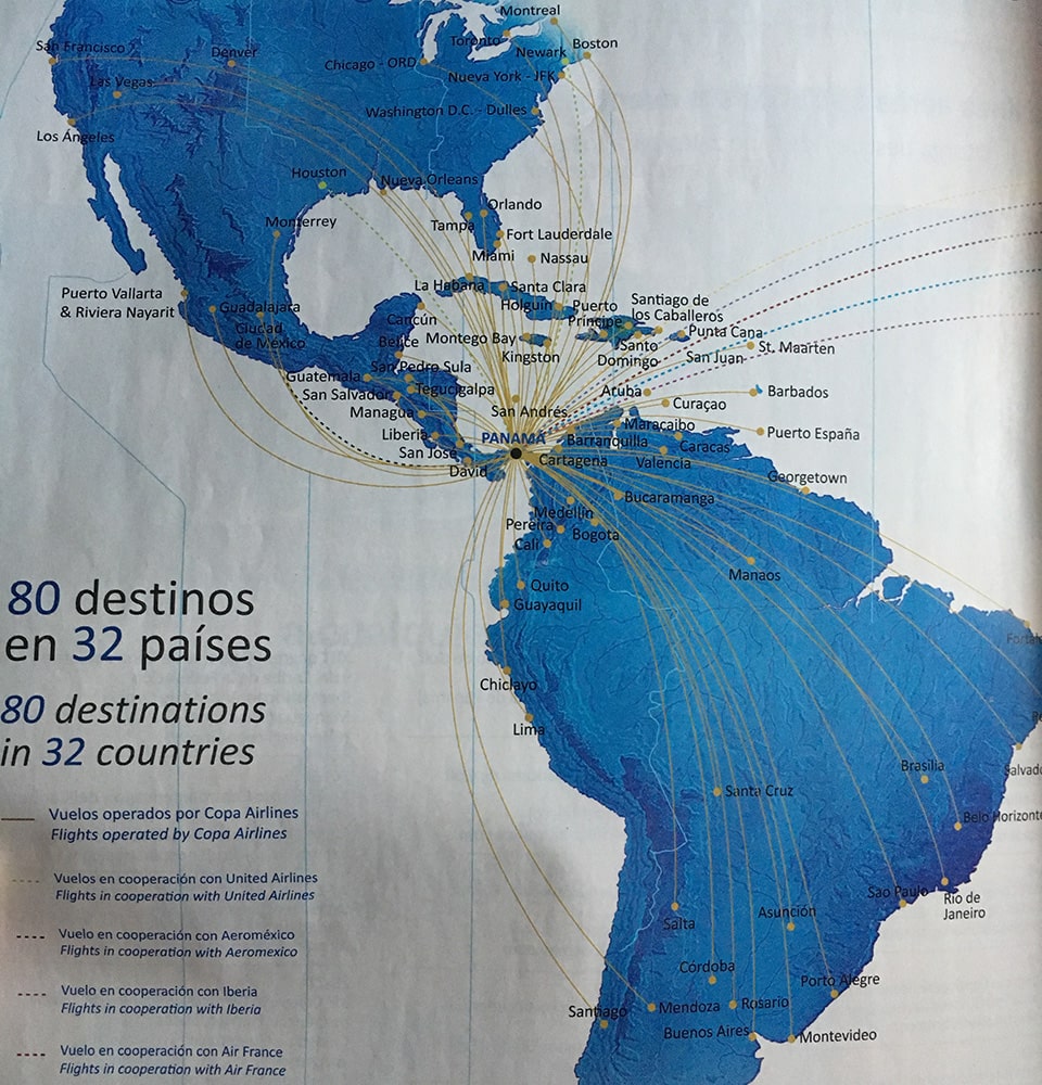 Copa Airlines route map