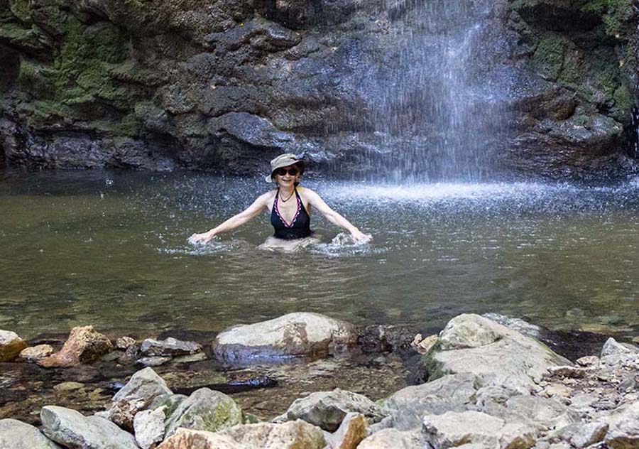 Taking a dip in King Louis Waterfall pool
