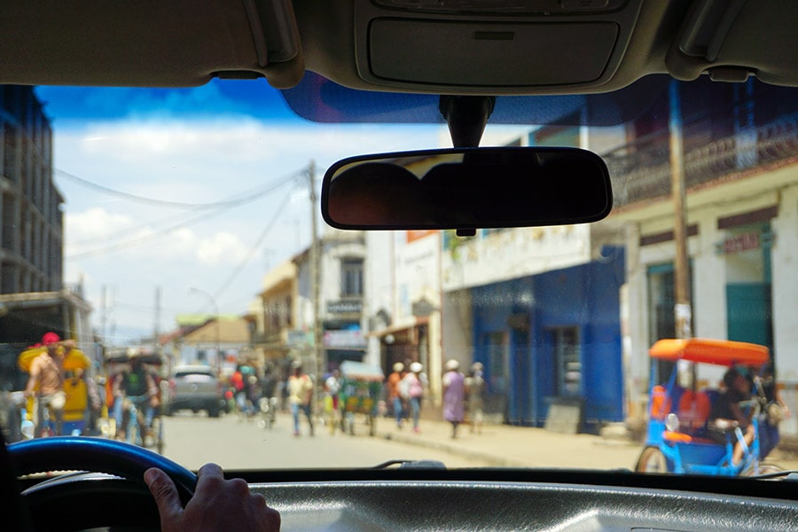 Driving on the streets of Antananarivo in Madagascar